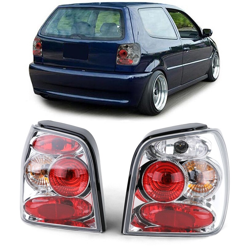Paire de feux arrière en verre chrome pour Volkswagen Polo 6N 1994 - 1999