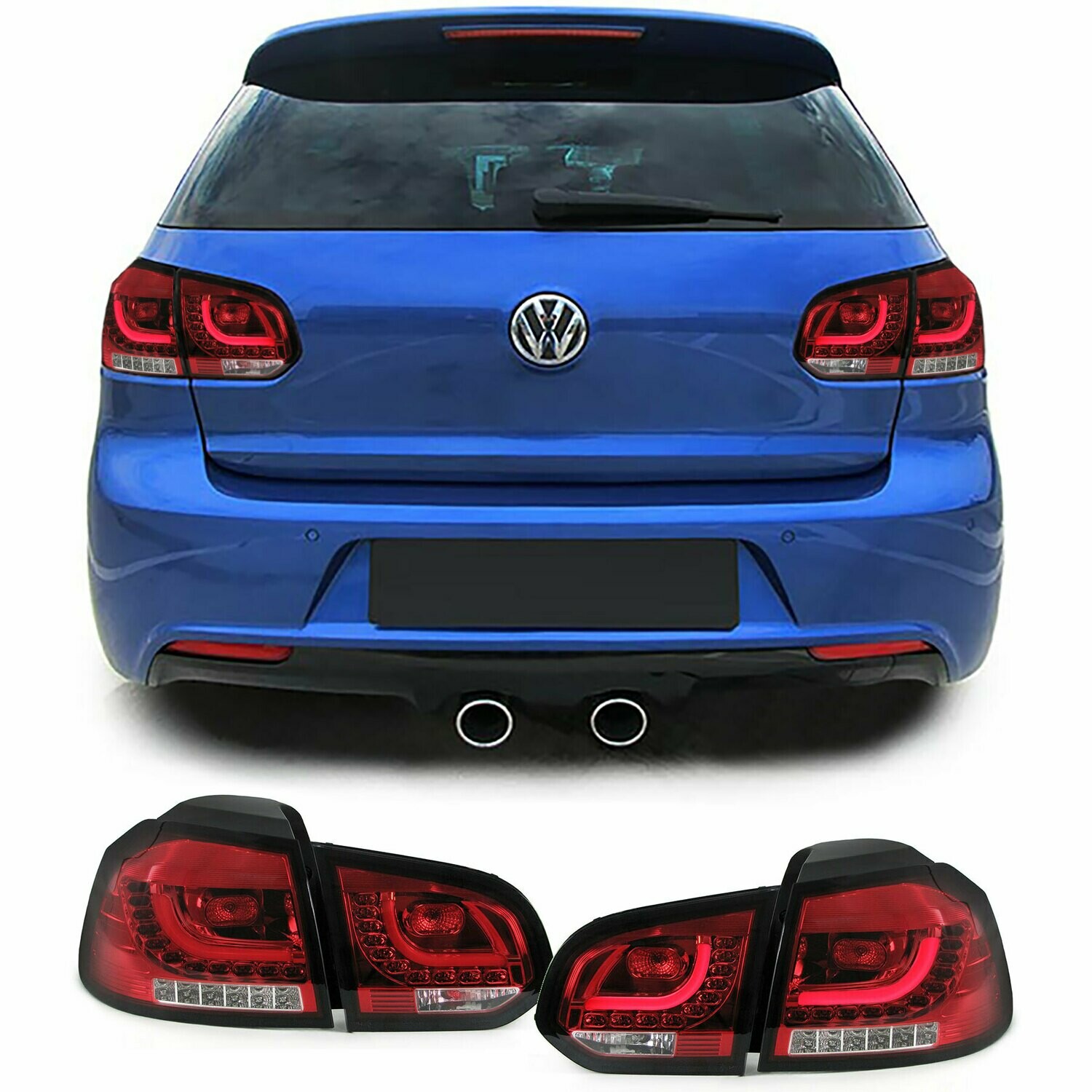 Paire de feux arrière rouge clair avec clignotants dynamiques pour VW Golf VI 5K1 berline 2008 - 2013