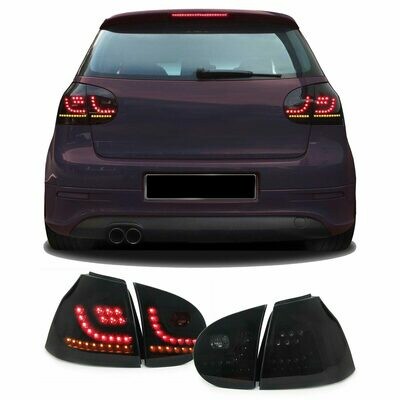 Paire de feux arrière à LED noir fumé avec clignotants dynamiques pour Volkswagen Golf 5 2003 - 2008