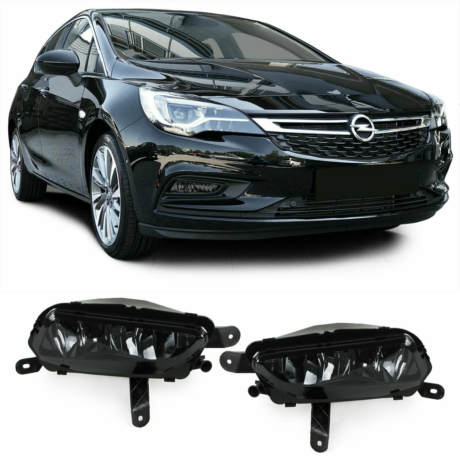 Paire de feux antibrouillard noir fumé pour Opel Astra K de 2015 Zafira C de 2016