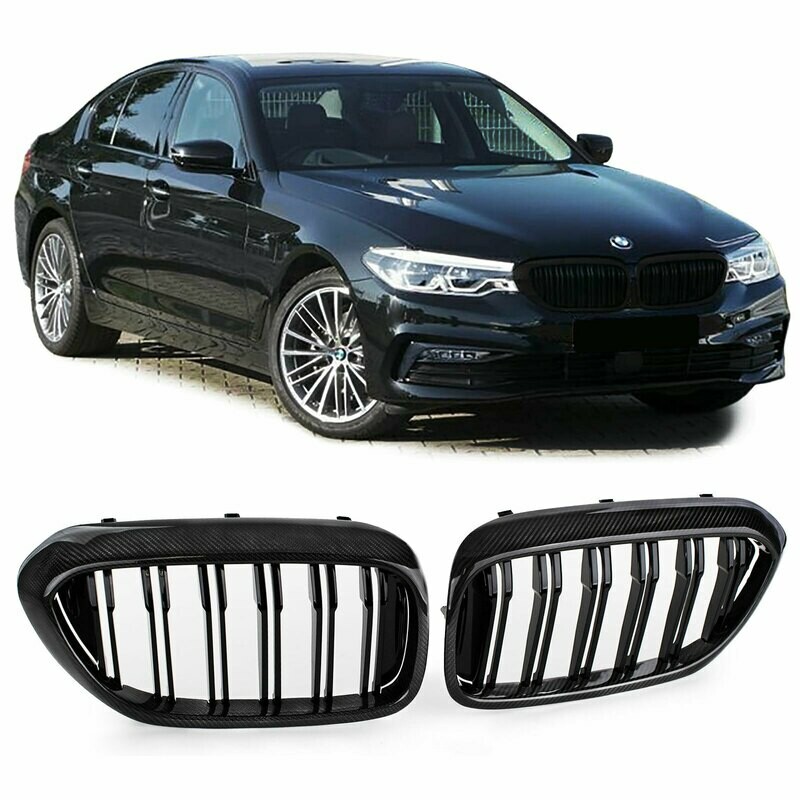 Calandre / Grille​ double lame Sport Look noir carbone pour BMW Série 5 G30 G38 à partir de 2016