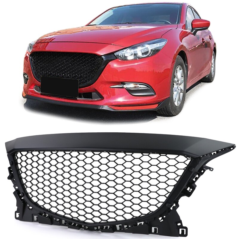 Calandre / Grille​ Sport Look en nid d'abeille noir mat pour mazda 3 BM à partir de 2013