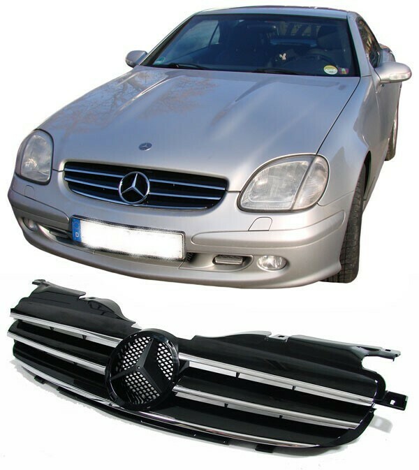Calandre / Grille​ Sport Look Noir Brillant Chromé pour Mercedes SLK R170