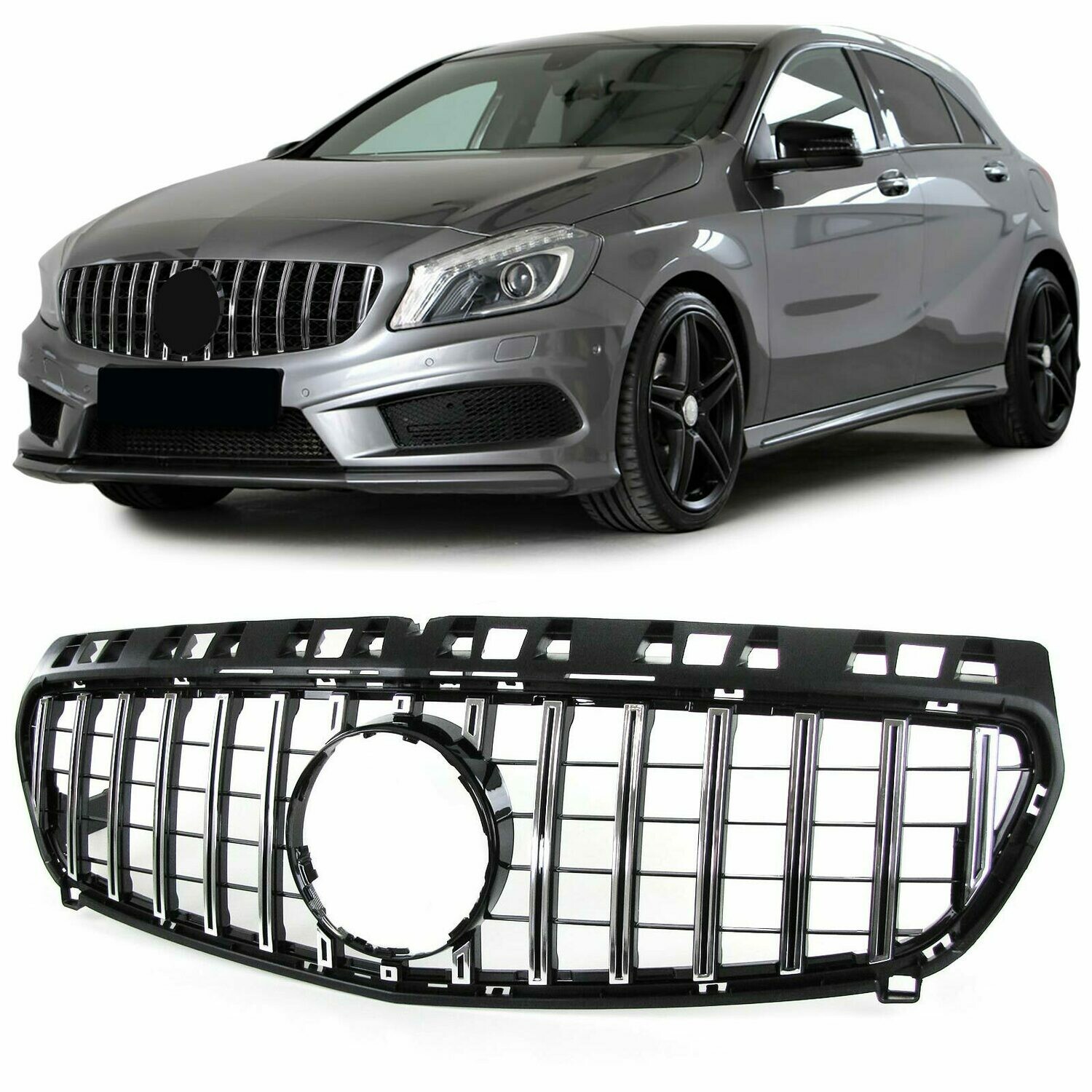 Calandre / Grille​ Sport Look Noir Chromé pour Mercedes Classe A W176 2012 - 2015