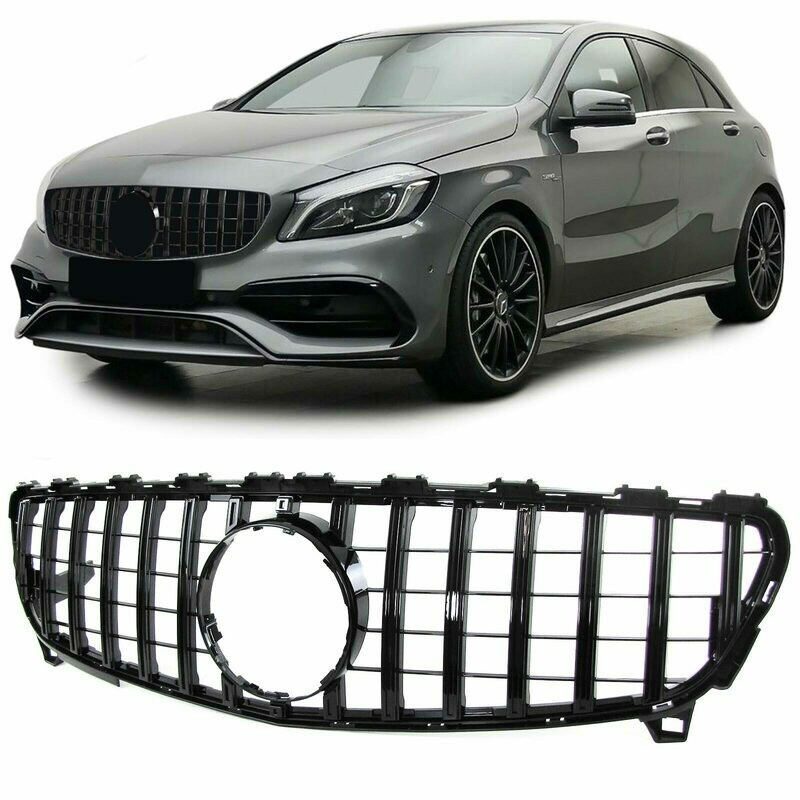 Calandre Panamericana  pour Mercedes Classe A W176 à partir de 2015 - Noir Brillant