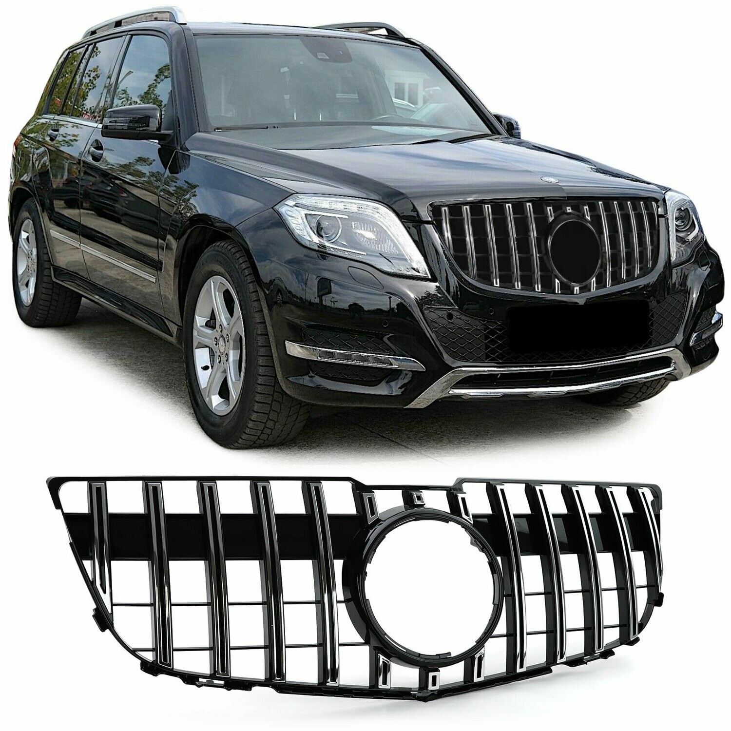Calandre / Grille Sport Look Noir Chromé pour Mercedes GLK X204 2012 - 2015