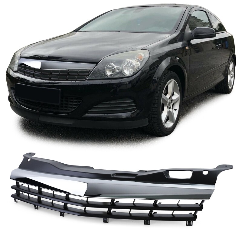 Calandre / Grille Sport Look Noir Chromé pour Opel Astra H GTC à partir de 2007