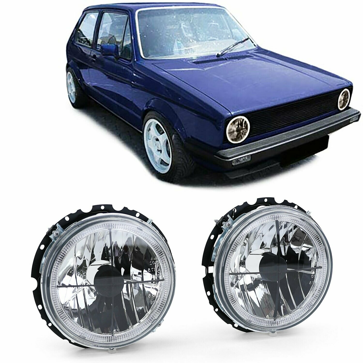 Paire de phares Angel Eyes avant pour Volkswagen Golf 1 1974 - 1993