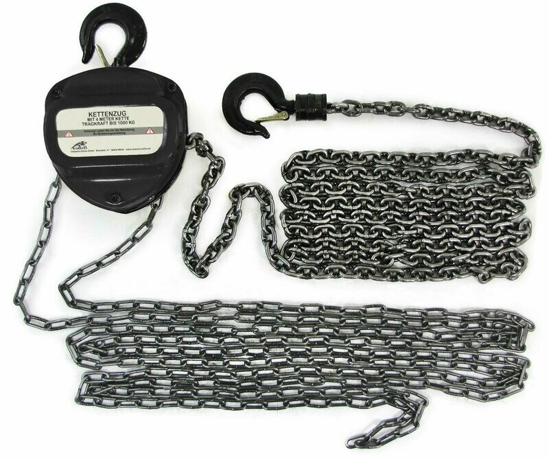 Palan à chaîne d'atelier professionnel Ramroxx 4M à 1T 1000kg noir