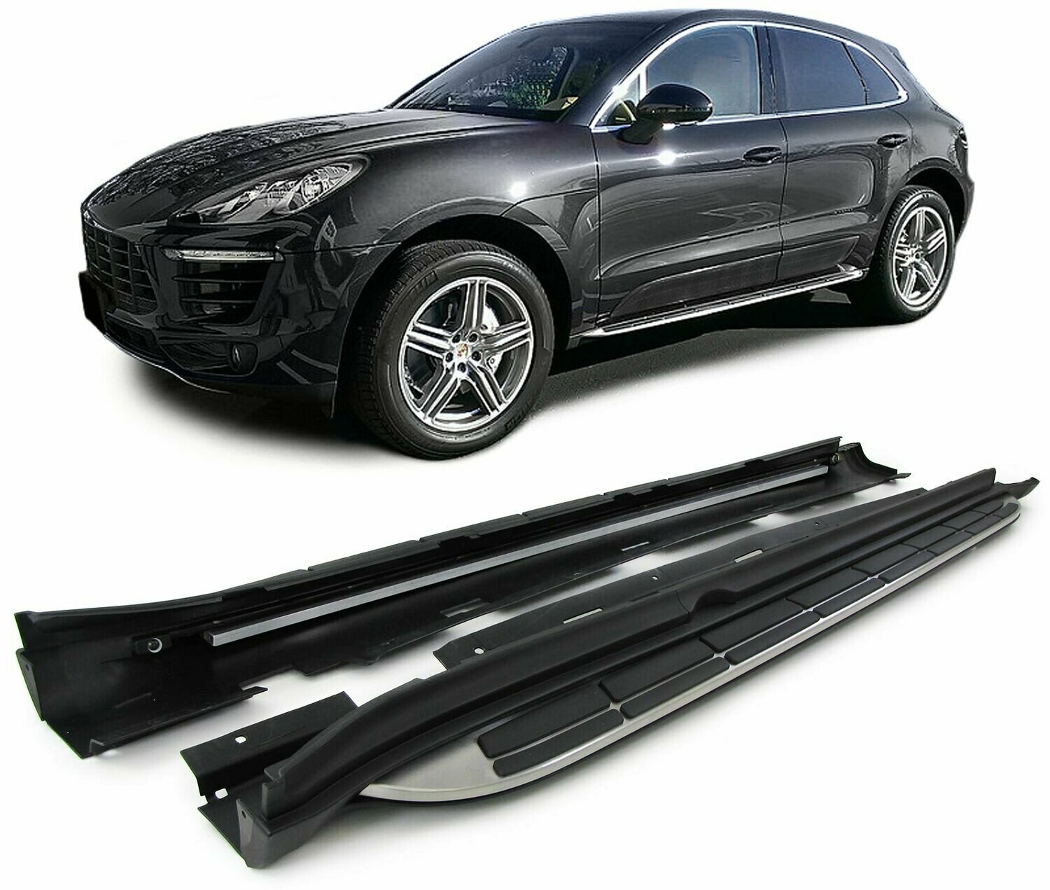 Marche Pieds en Aluminium Brossé pour Porsche Macan à partir de 2014