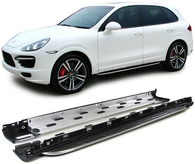 Marche Pieds en Aluminium Brossé pour Porsche Cayenne 2010 - 2017