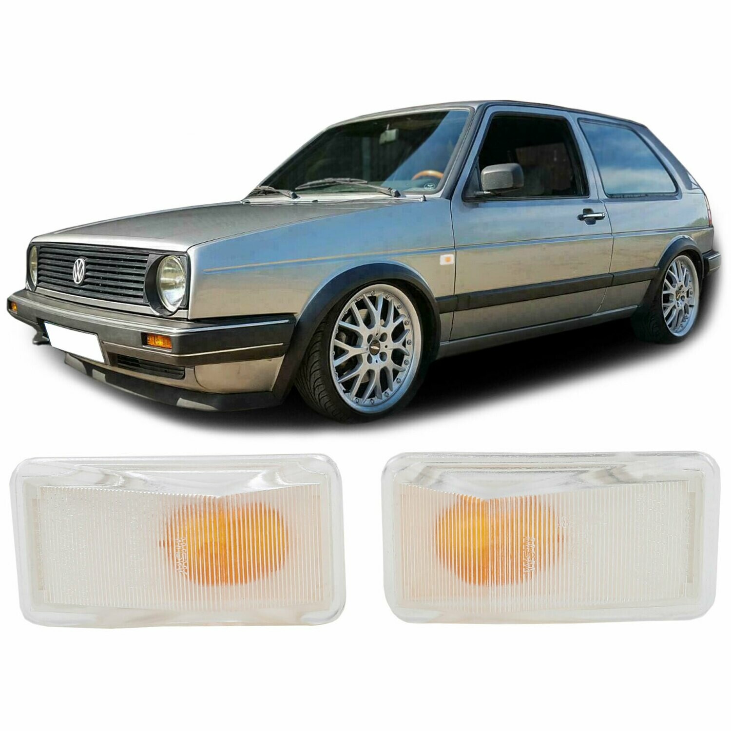 Paire de clignotants latéraux pour Audi 80 / V8 / A6 / 90 / 100 / 200 + Volkswagen Golf / Jetta / Polo / Scirocco / Corrado + Porsche 944 / 911 / 959 / 964 / 968 / 993 / 924 / 944