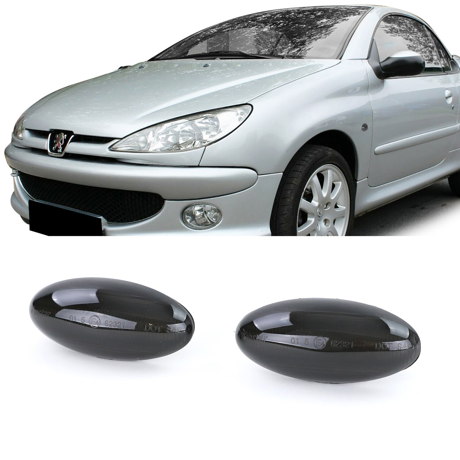 Paire de clignotants latéraux à LED pour Peugeot 206 307 4007 407