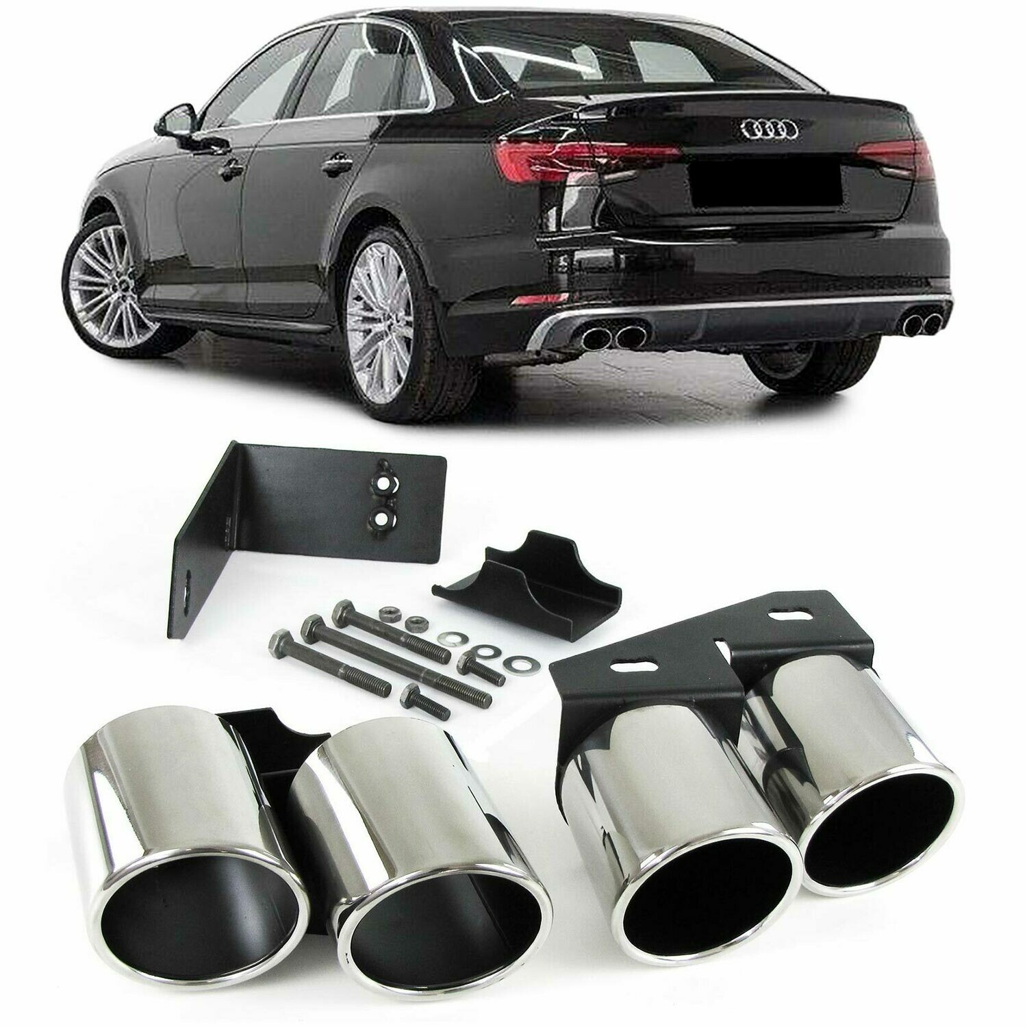 Paire d'embouts d'échappement sport inox pour Audi A4 B9 à partir de 2015