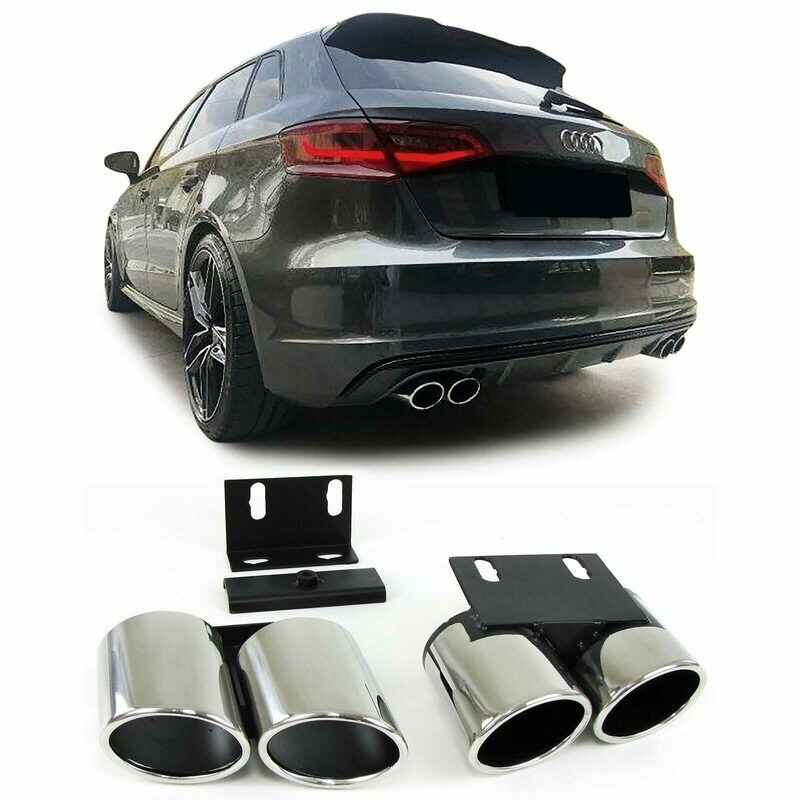 Paire d'embouts d'échappement sport inox pour Audi A3 8V à partir de 2013