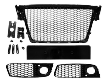 Calandre / Grille + Calandre antibrouillards en nid d'abeille Look RS4 pour Audi A4 B8