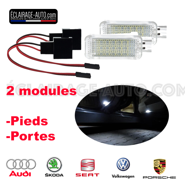 2 MODULE LED POUR PIEDS / PORTE POUR AUDI SKODA SEAT PORSCHE ET VOLKSWAGEN