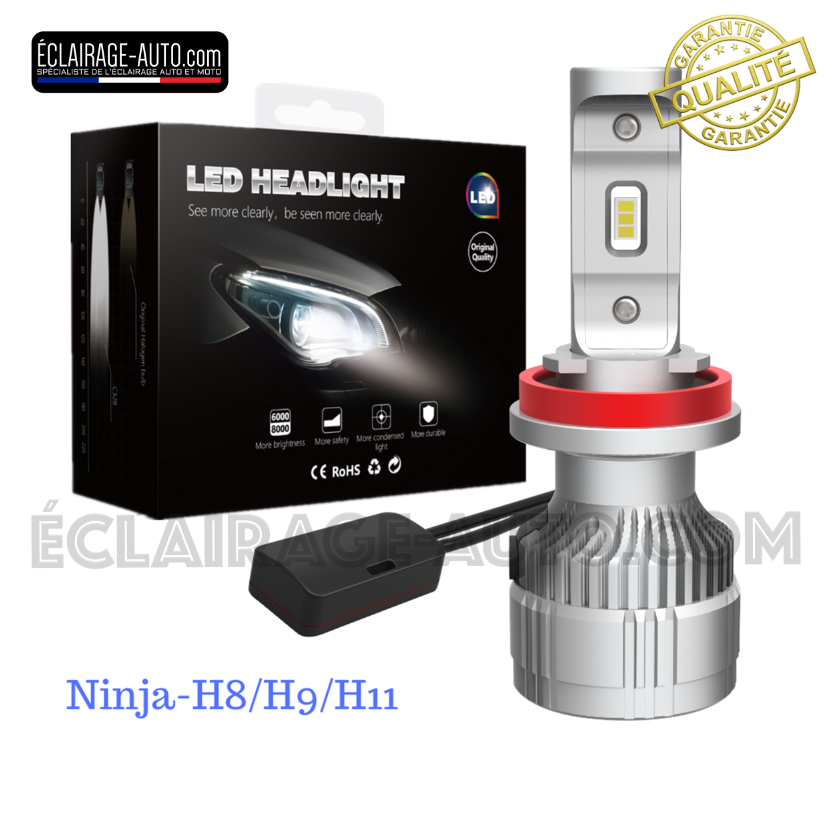 Kit DE 2 AMPOULES MINI LED VENTILEE H8 12.000LM POUR AUTO MOTO ET CAMION - VERSION NINJA