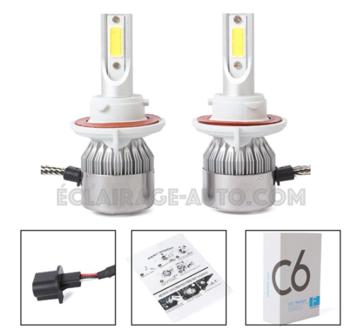 Kit DE 2 AMPOULES LED VENTILEE H13 7600LM POUR AUTO MOTO ET CAMION