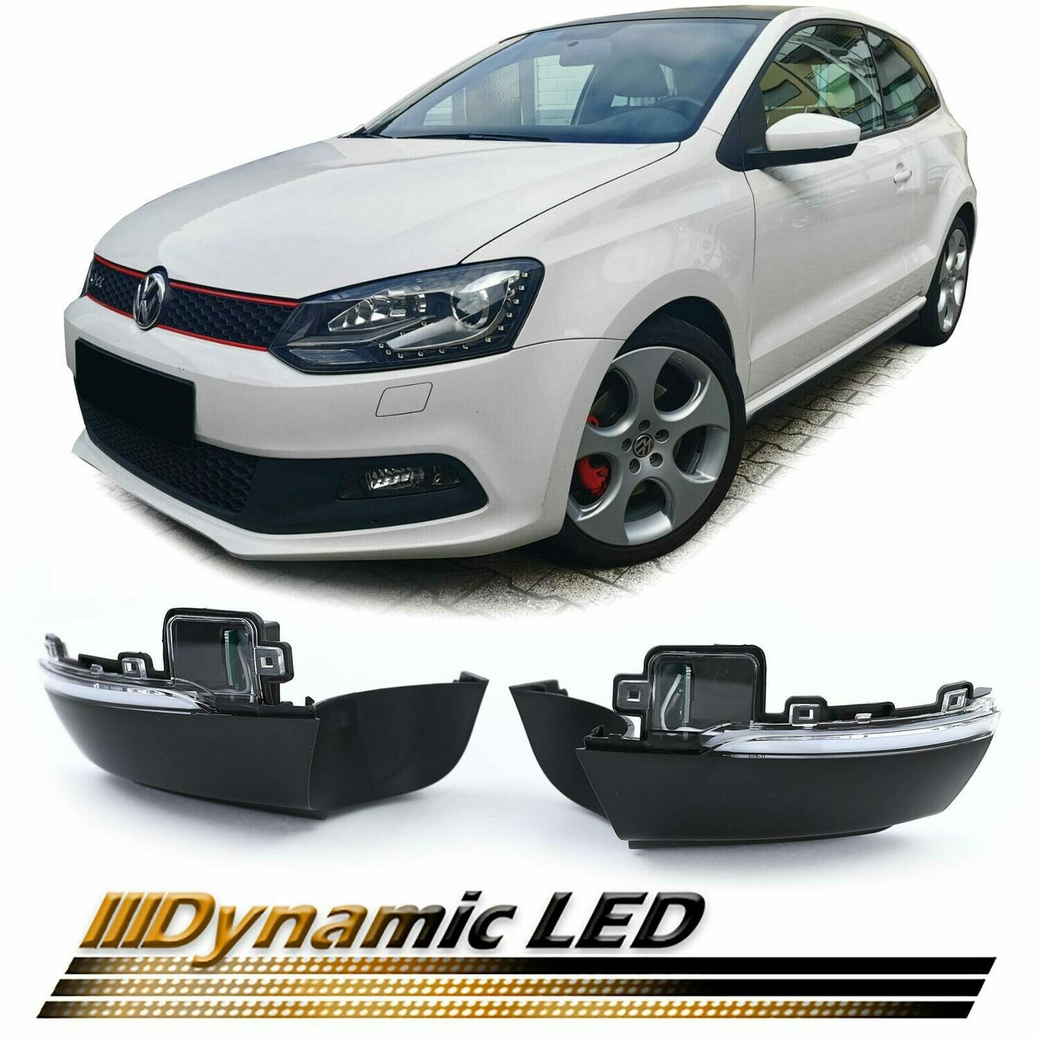 Paire de clignotants de rétroviseur dynamiques à LED pour Volkswagen Polo 6R 6C 2009 - 2017