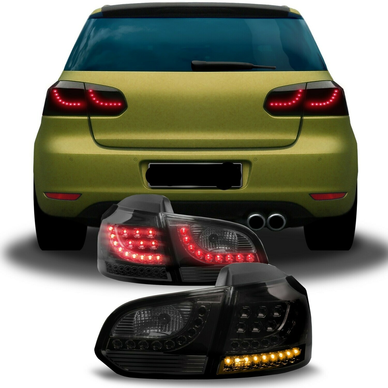 Paire de feux arrière à LED noir pour Volkswagen Golf 6 2008 - 2012