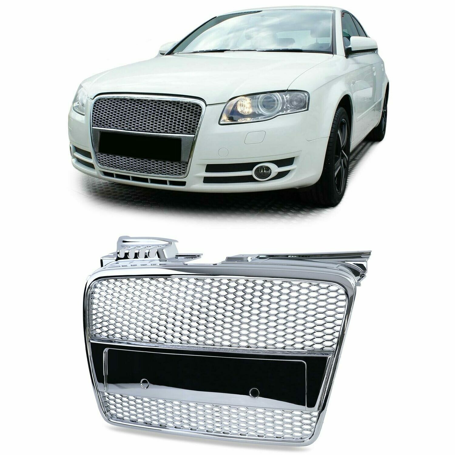 Calandre / Grille en nid d'abeille pour Audi A4 B7 2004 - 2007 + Cabrio 2006 - 2009