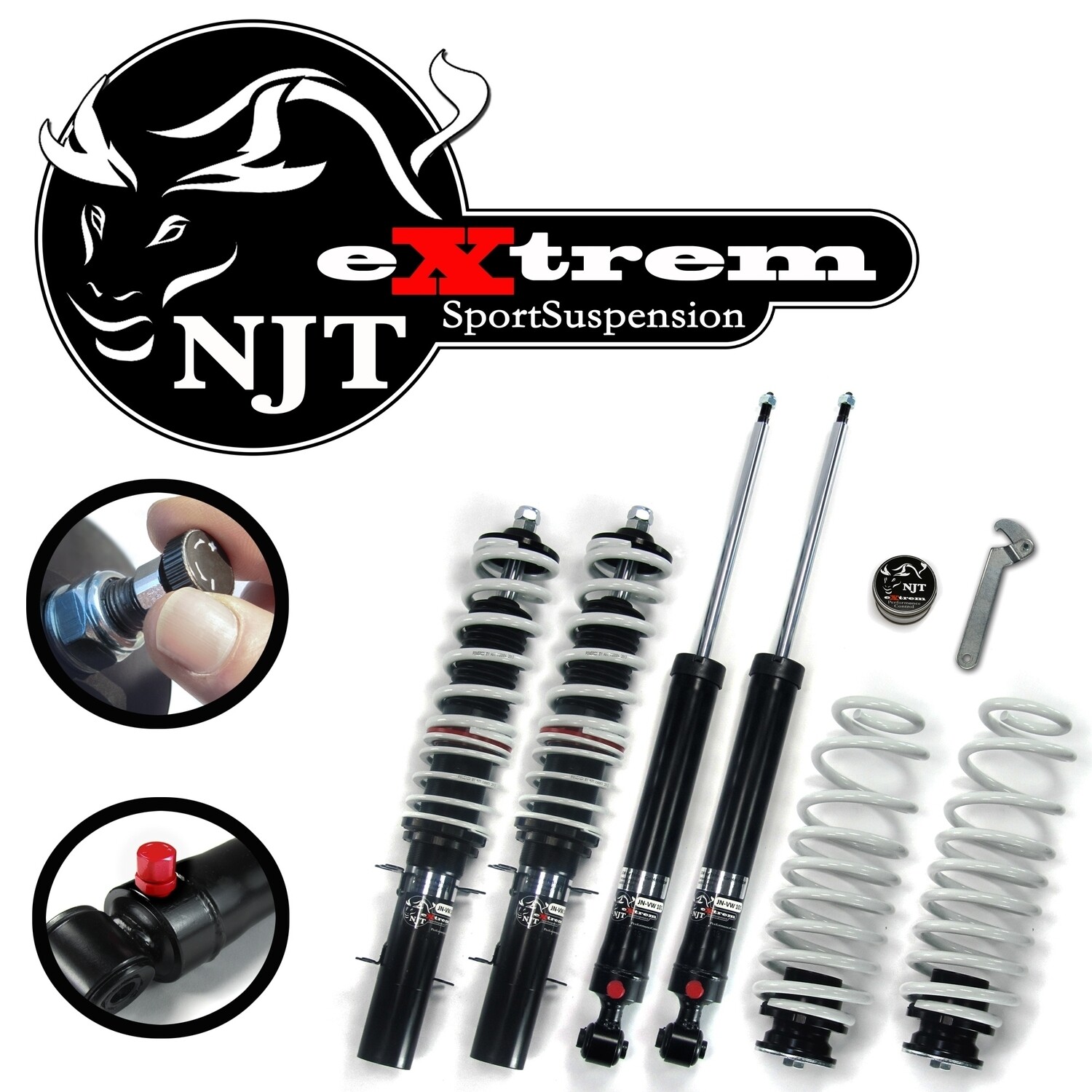 Combinés filetés / Coilovers NJT eXtrem pour Volkswagen Golf 4 + Bora 1997 - 2006