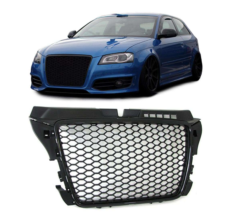 Calandre Avant RS Tuning Brillante Noire Pour Audi A3 8P (2008-2012) - Neuf
