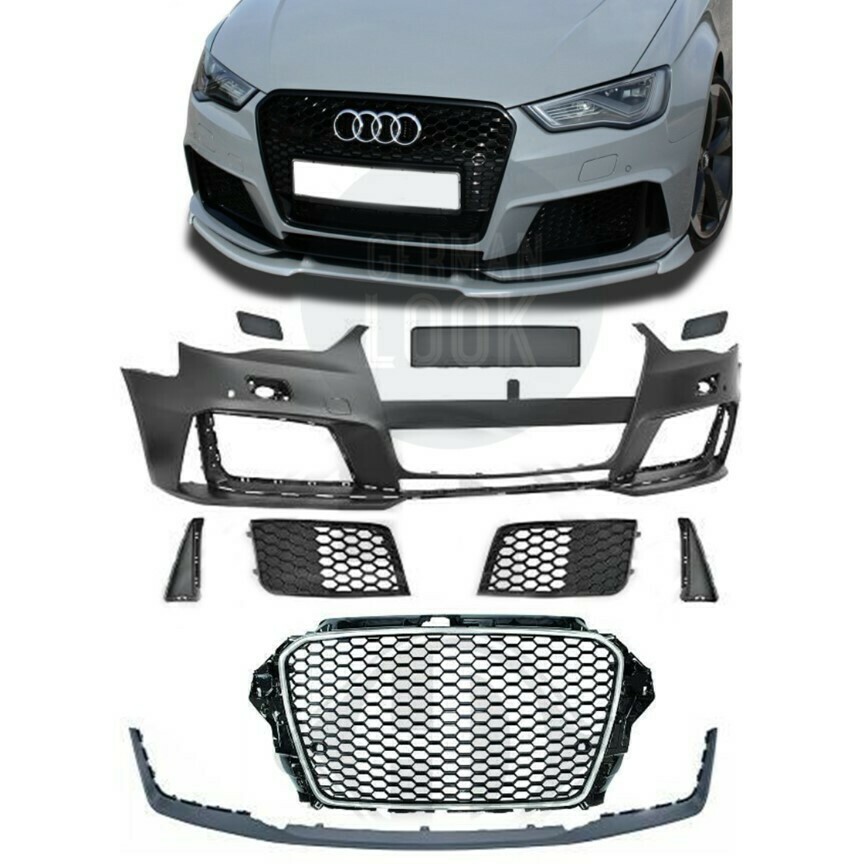 Pare choc avant look RS3 pour AUDI A3 8V 2012 à 2016 + calandre chrome + lame