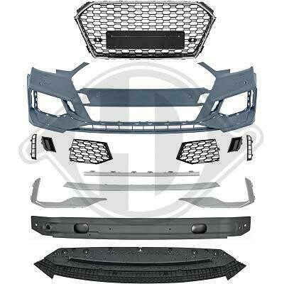 Pare choc avant look RS4 pour AUDI A4 B9 2015 à 2019 + calandre argent