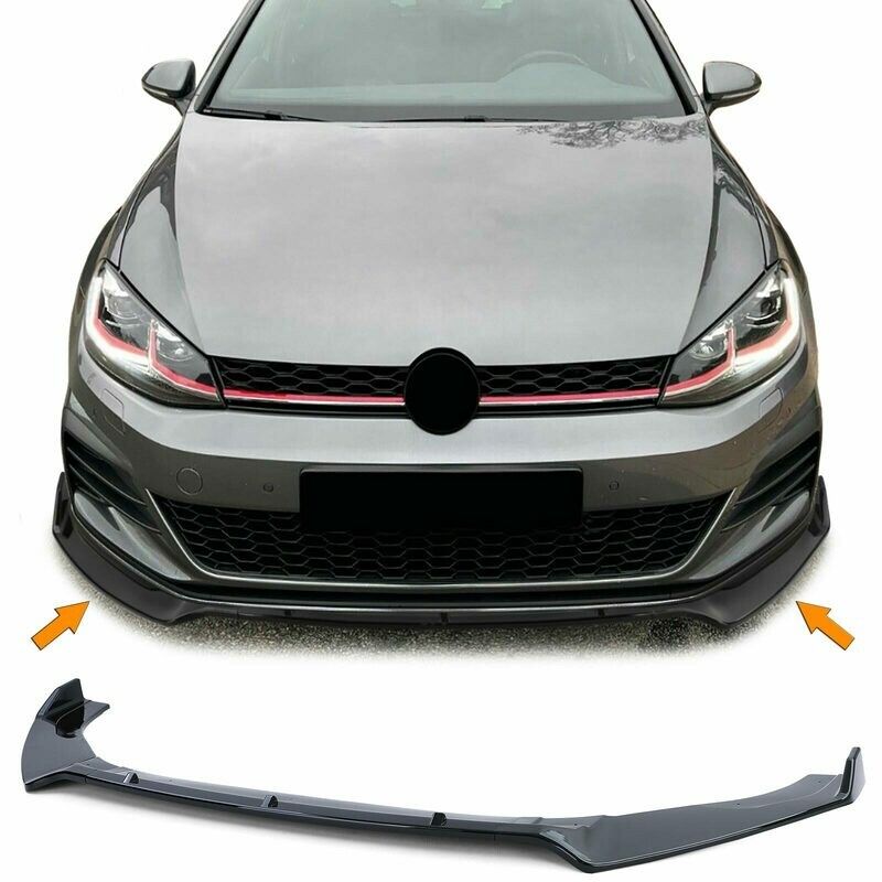 Lèvre / spoiler / Splitter / lame de pare choc avant pour Golf 7  GTI et GTD 2012-2021  - Noir Brillant