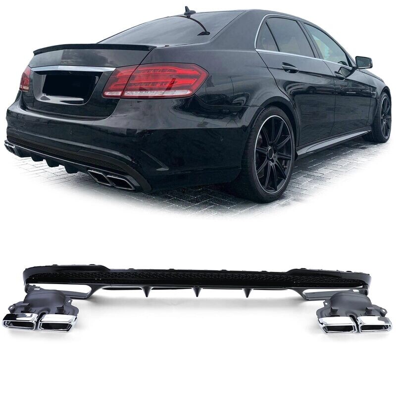 Diffuseur de pare choc arrière Look AMG pour Mercedes Classe E W212  2013 - 2016 - Noir Brillant