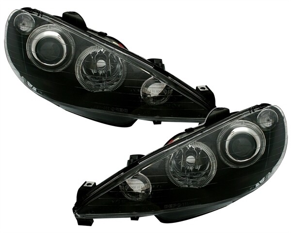 Paire de phares Angel Eyes avant pour Peugeot 206 2003 - 2009