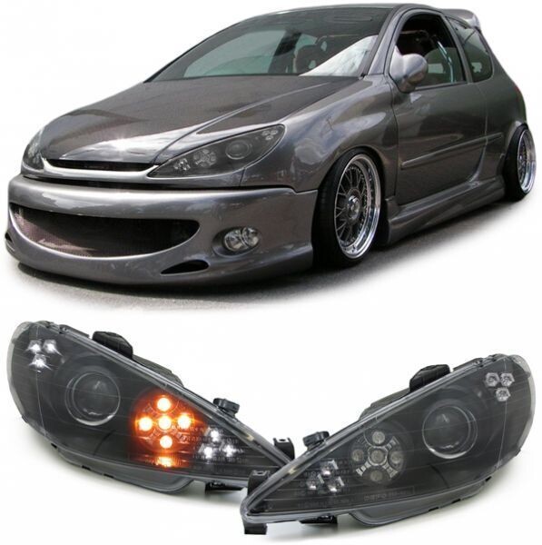 Paire de phares avant à LED pour Peugeot 206 1998 - 2006