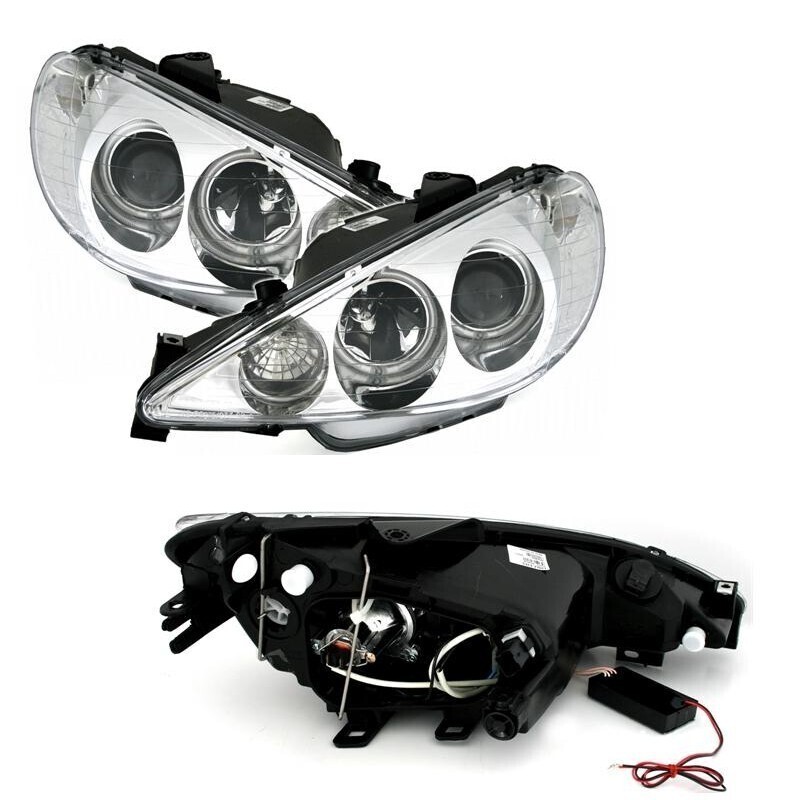 Paire de phares Angel Eyes avant pour Peugeot 206 1998 - 2006