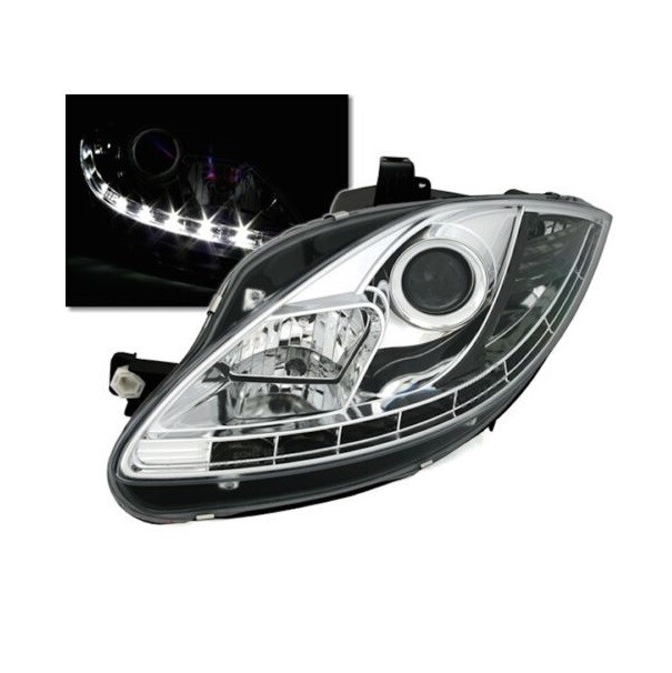 Paire de phares Devil Eyes avant à LED pour Seat Leon 2 2004 - 2009