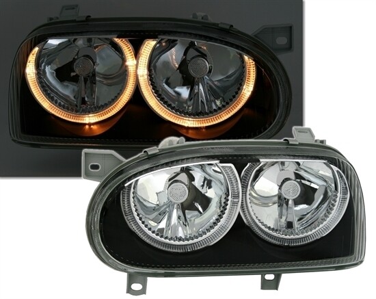 Paire de phares Angel Eyes avant à LED pour Volkswagen Golf 3