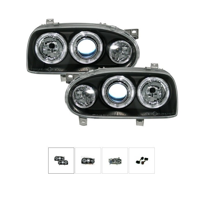 SET DE DEUX PHARES AVANT LOOK XENON D'ORIGINE À LED FOND NOIR POUR TOUTES VW