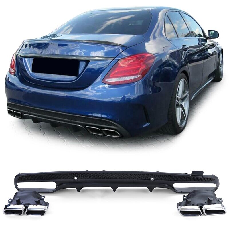 Diffuseur de pare choc arrière Look AMG pour Mercedes Classe C W205