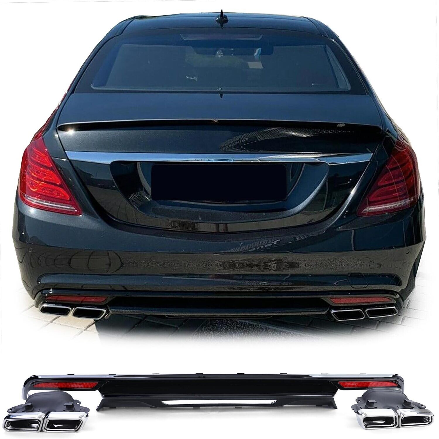 Diffuseur de pare choc arrière Look AMG pour Mercedes Classe S W222 13-17
