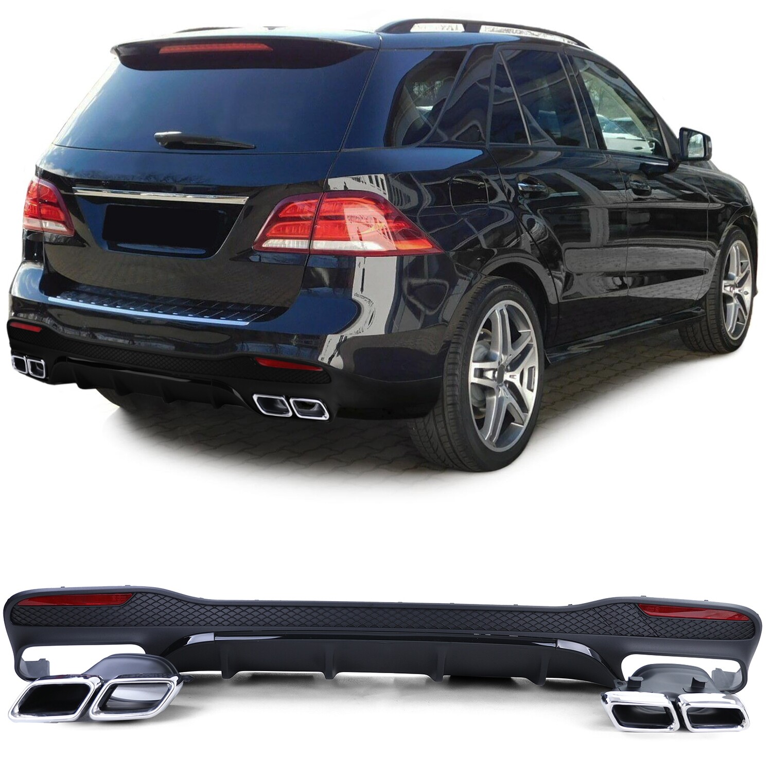 Diffuseur de pare choc arrière Look AMG pour Mercedes GLE W166 2015 - 2018