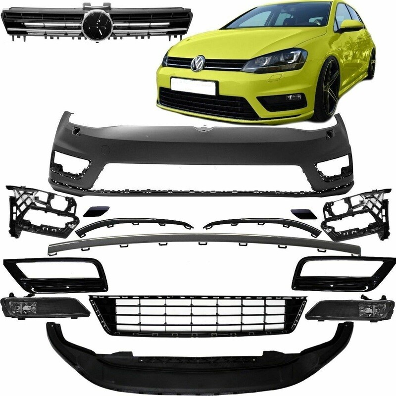 Pare choc avant Sport Look R-LINE pour Volkswagen Golf 7 2011-2017 + Calandre + Antibrouillards