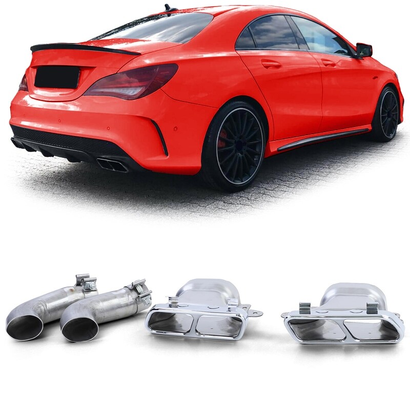 Double sorties d'échappement look AMG chrome pour Mercedes CLA C117 X117 2013 - 2019