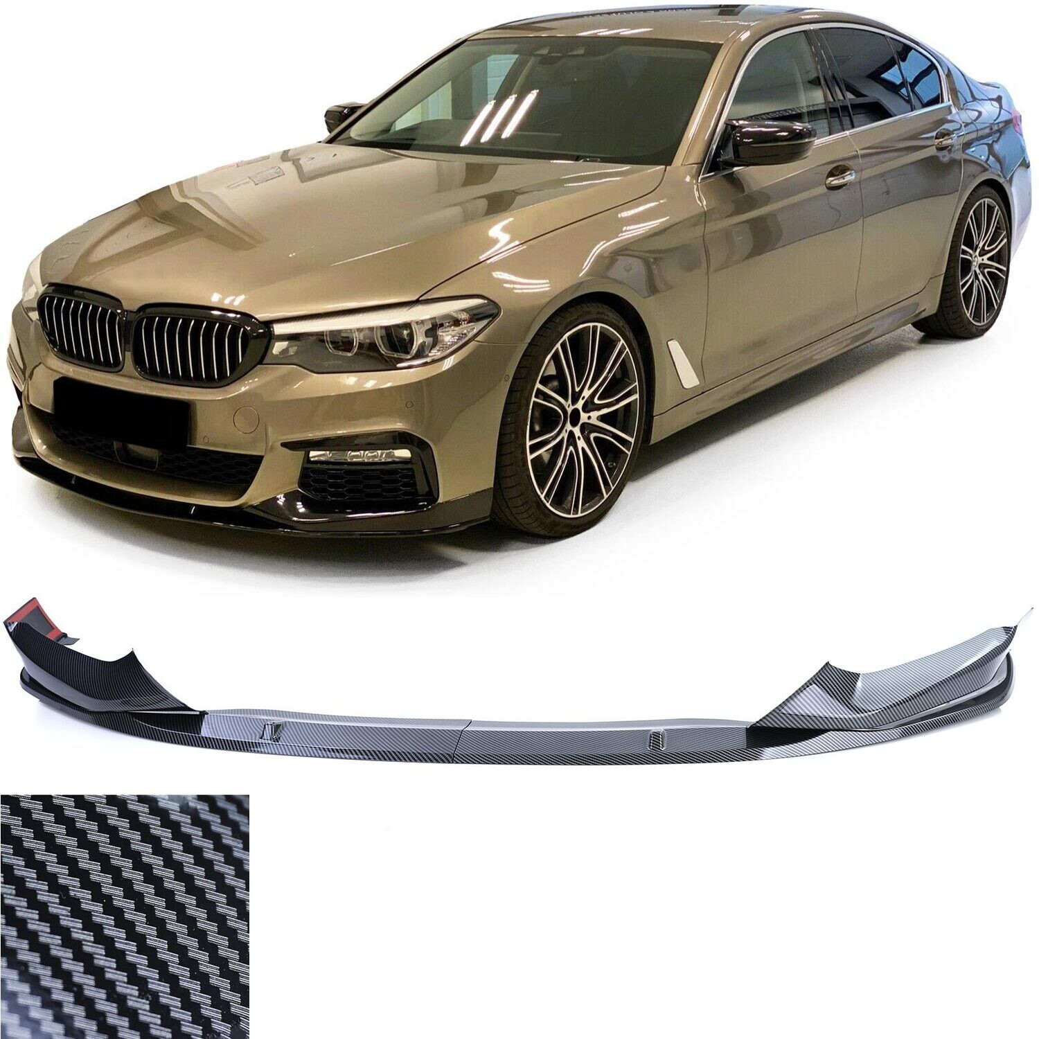Lame de pare choc avant pour BMW Série 5 G30 G31 à partir de 2016 - Look carbone