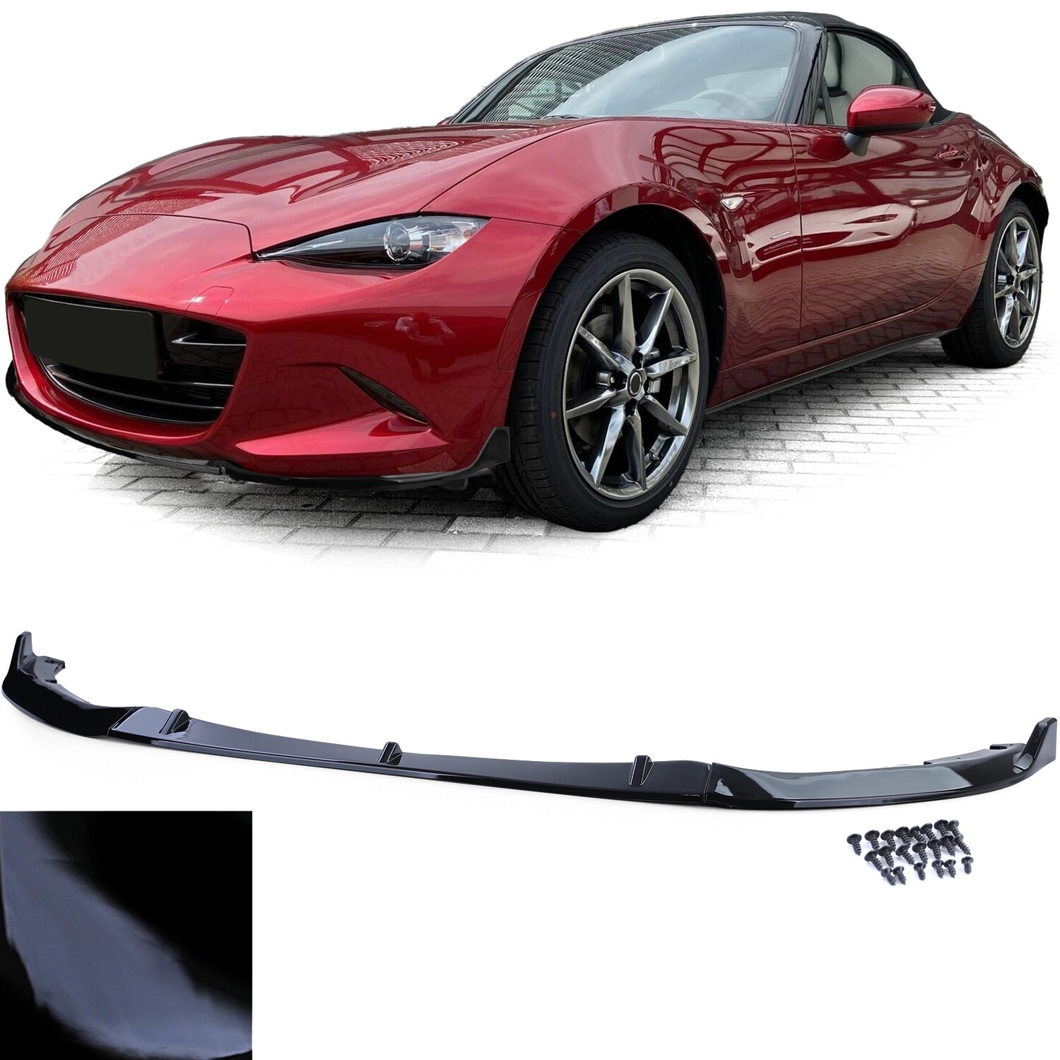 Lame de pare-chocs avant pour Mazda MX5 ND à partir de 2015-Noir Brillant