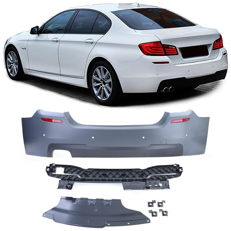 Pare choc Arrière pour BMW Série 5 F10 Look Pack M / Performance Avec trous PDC Pare choc Arrière pour BMW Série 5 F10 Look Pack M / Performance Avec trous PDC
