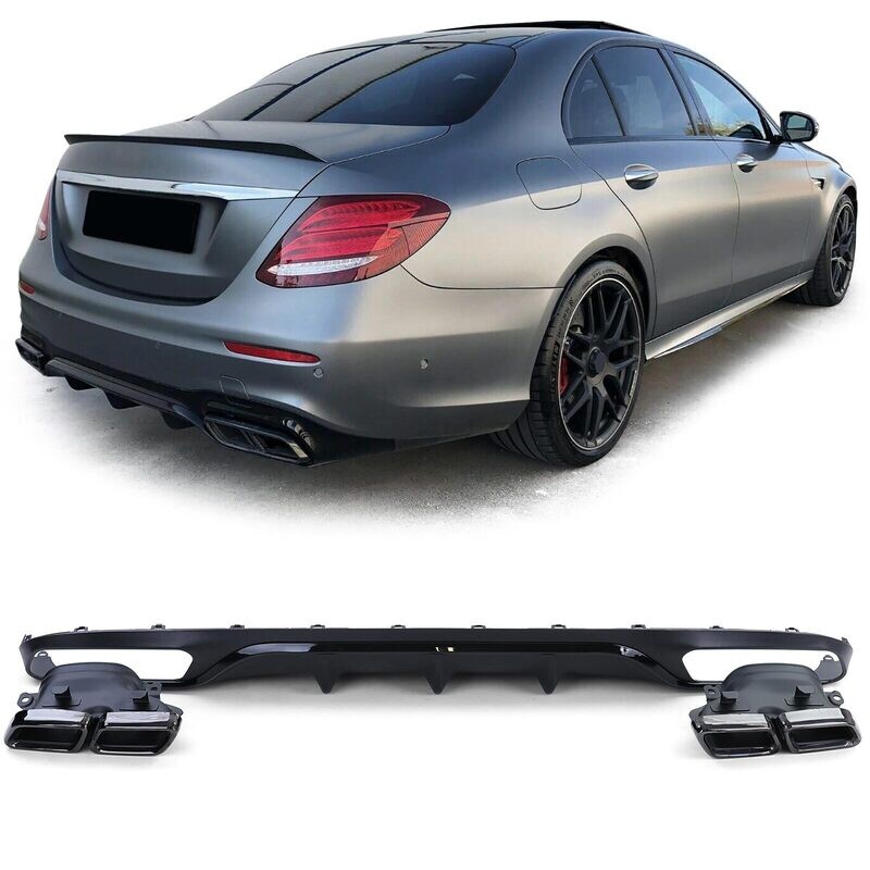 Diffuseur de pare choc arrière Look AMG pour Mercedes Classe E W213 à partir de 2016 - Edition Black