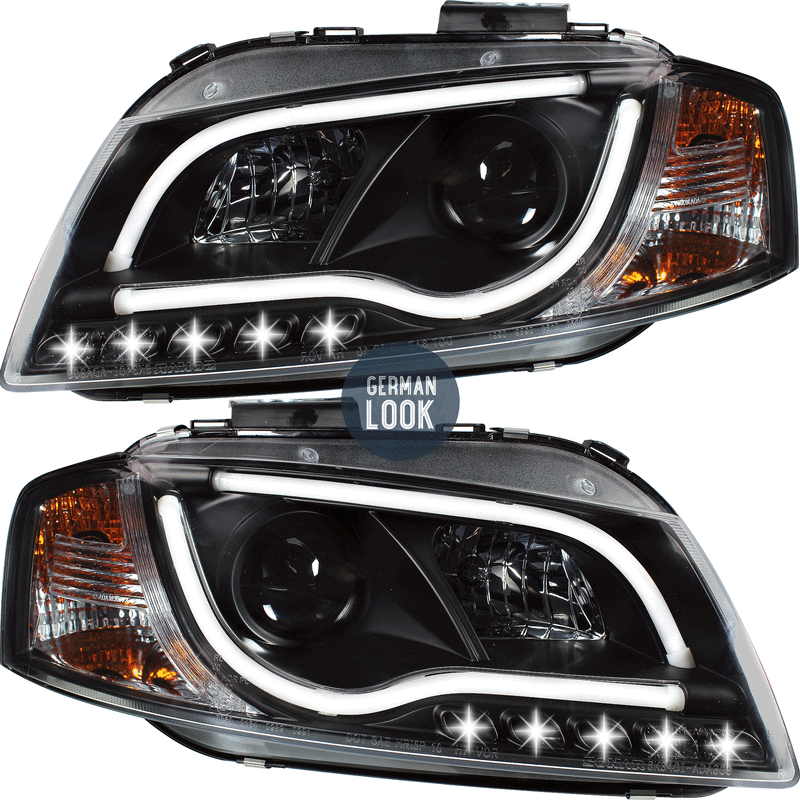 2 Phares avant LED pour AUDI A3 8P - Look LTI - Noir 2003-2008 2 Phares avant LED pour AUDI A3 8P - Look LTI - Noir 2003-2008