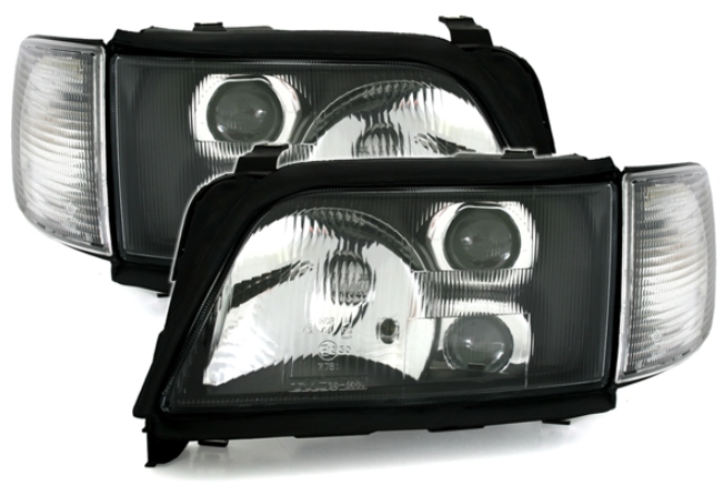 Phares pour Audi A6 C4 1994 - 1997 fond noir