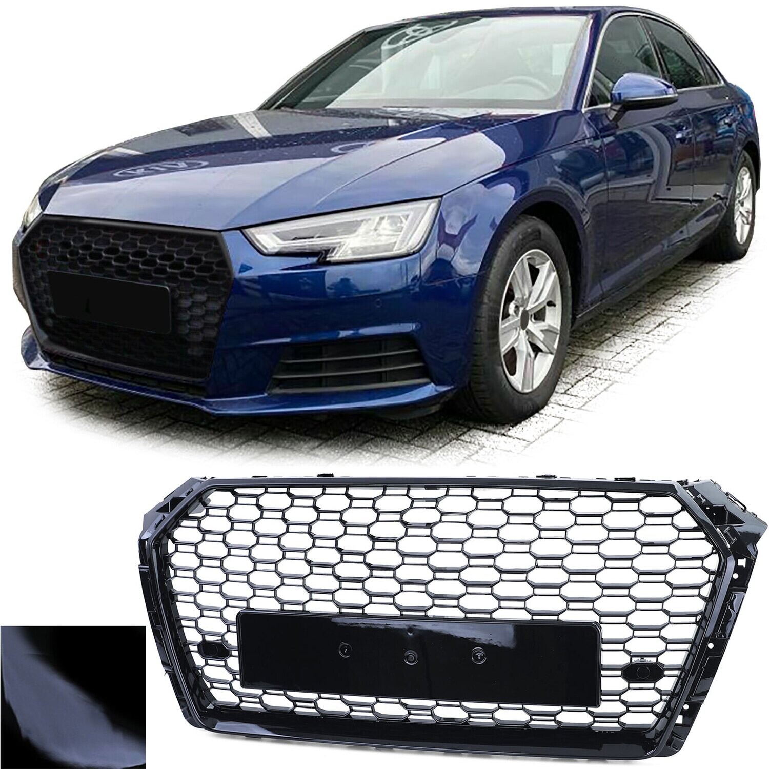 Calandre / Grille en nid d'abeille Look RS4 pour Audi A4 B9 8W 2015-2019